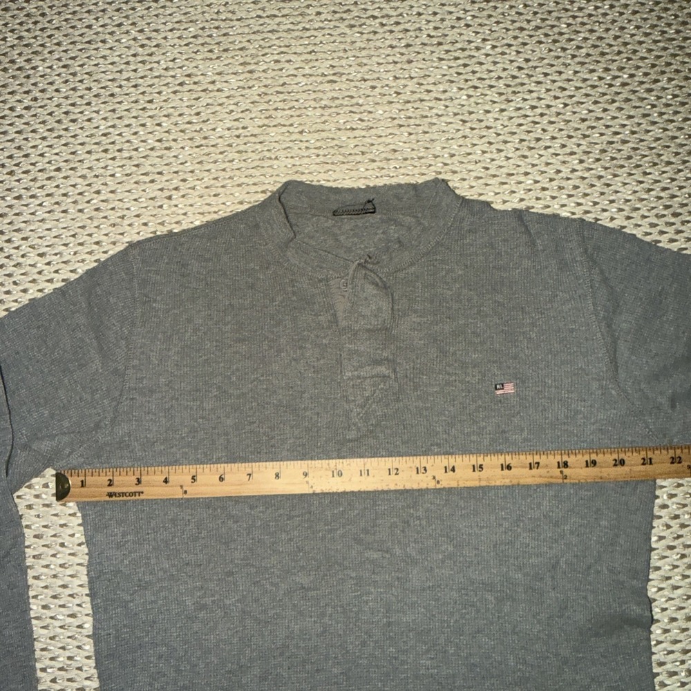 Men's Vintage Ralph Lauren Polo Ribbed Henley Long Sleeve Shirt. Grunge . LG - Picture 6 of 7